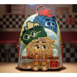 Loungefly McDonald's Vintage Fry Kids Triple Pocket Mini Backpack Grimace Mascot